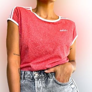 adidas Red Short Sleeve Tee with White Trim